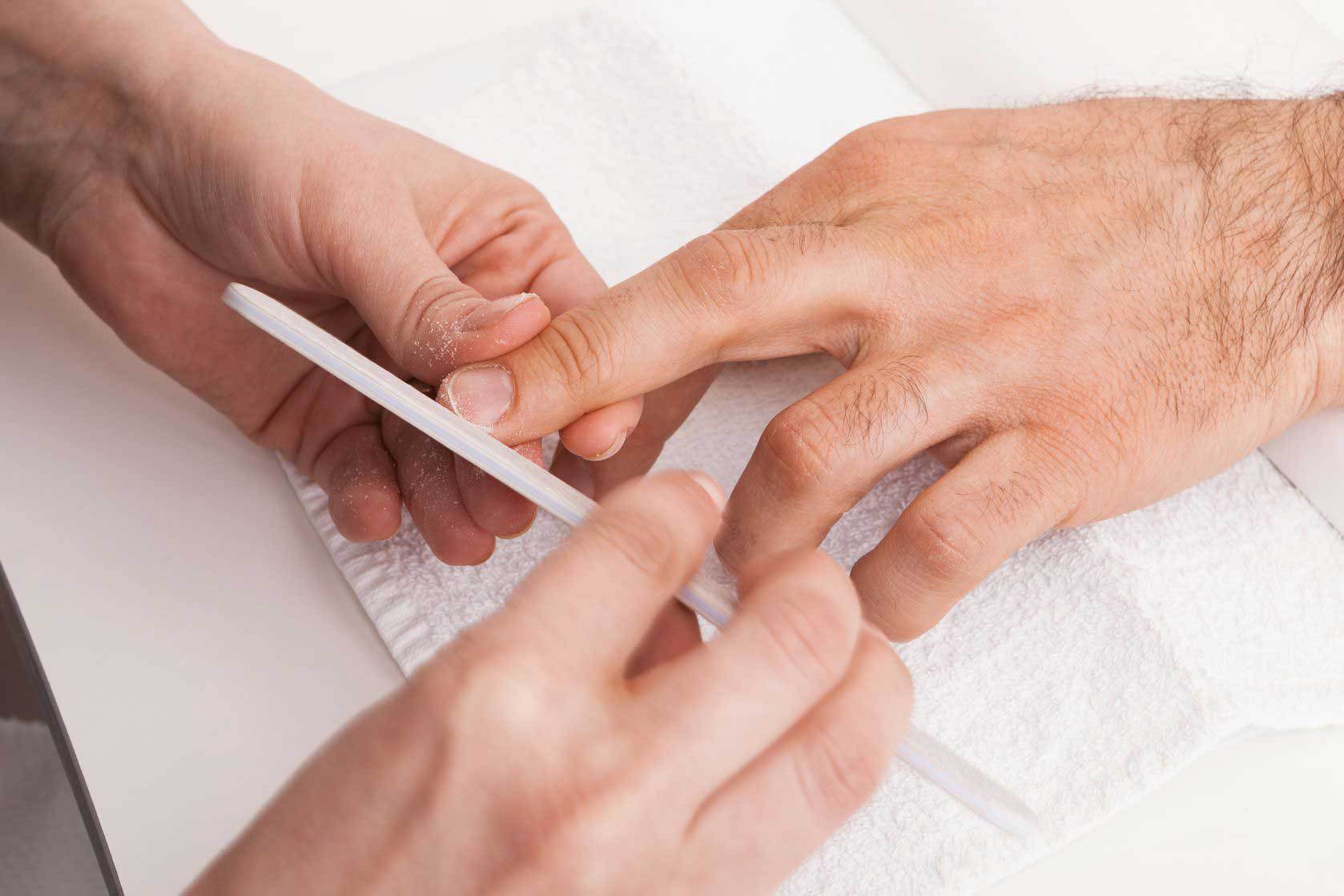 man's hands manicure